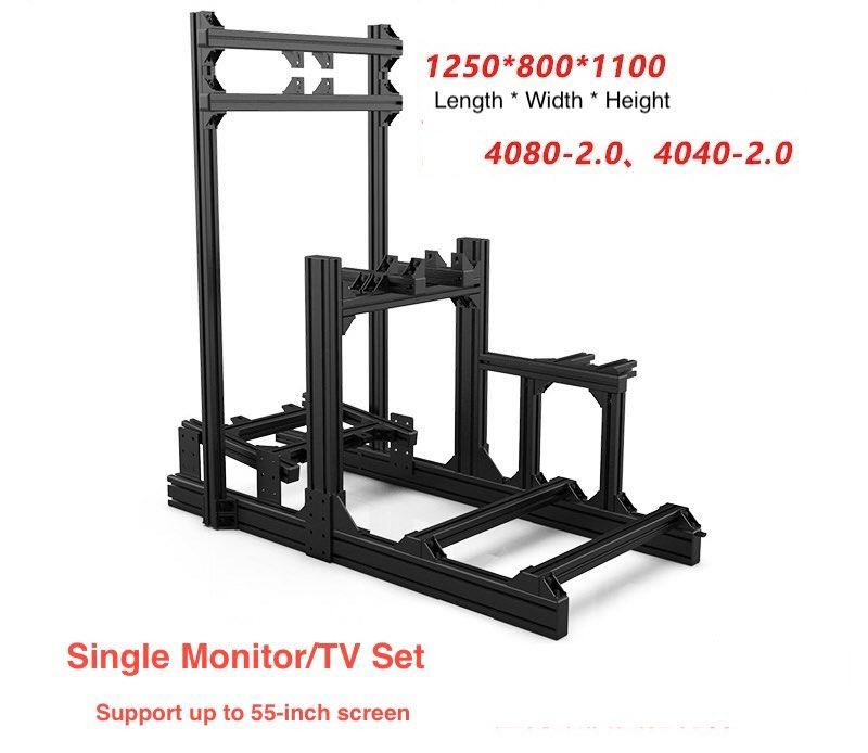 Full view of the aluminium sim racing rig frame